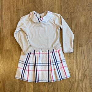 bella bliss Beige and Plaid Kids Casual Dress